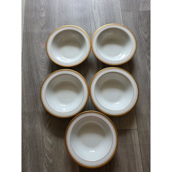 Vintage Syracuse Old Colony Golden Rimmed Soup Bowls Set Of 5 - Picture 1 of 5